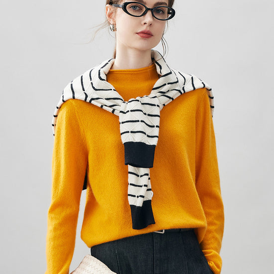 COMOBOCA 100% Cashmere Women's Round Neck Knit sweater