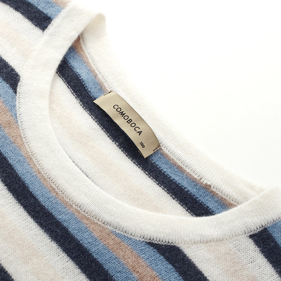 COMOBOCA 100% Cashmere Women's Striped Knit Sweater