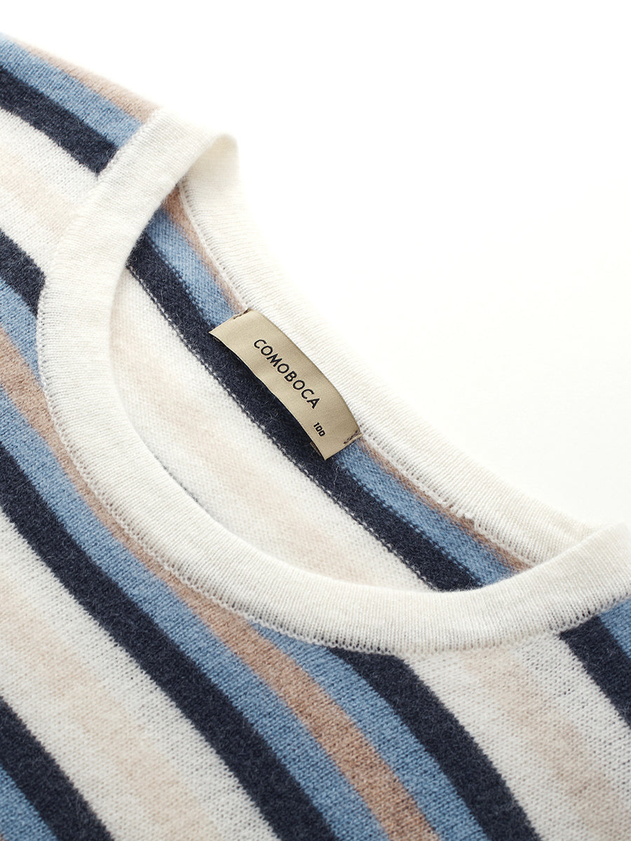 COMOBOCA 100% Cashmere Women's Striped Knit Sweater