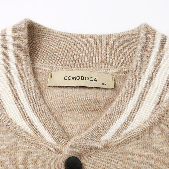 COMOBOCA 100% Cashmere Men's Striped Collar Button Cardigan