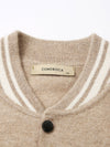 COMOBOCA 100% Cashmere Men's Striped Collar Button Cardigan