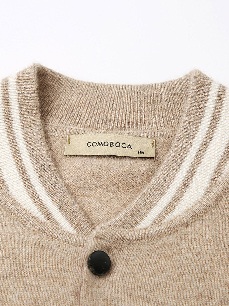 COMOBOCA 100% Cashmere Men's Striped Collar Button Cardigan