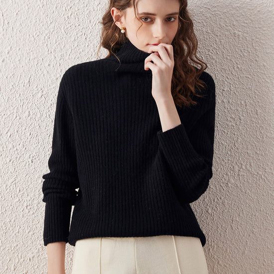 COMOBOCA 100% Wool Women's All-in-One Knit Turtleneck Sweater