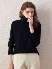 COMOBOCA 100% Wool Women's All-in-One Knit Turtleneck Sweater