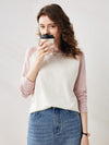 COMOBOCA Women's Colorblock Raglan Round Neck Sweater