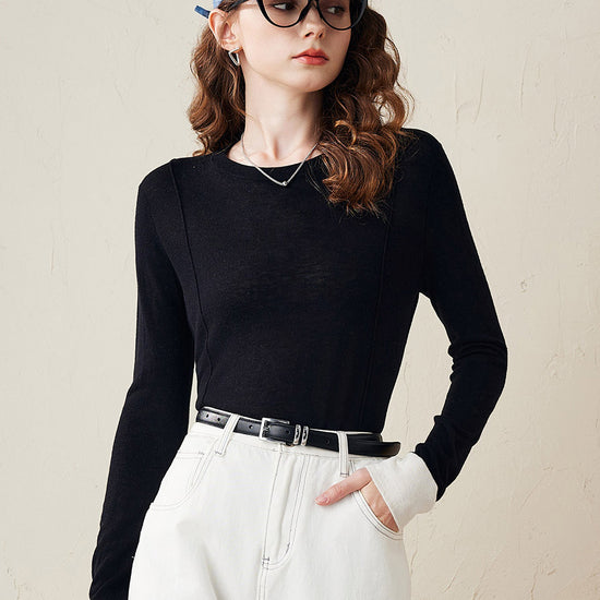 COMOBOCA Black Women's Essential Color-Blocked Knit Sweater