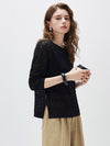 COMOBOCA Women's Openwork Round Neck Knit Sweater