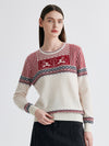 COMOBOCA 100% Cashmere Women's Fair Isle Reindeer Sweater