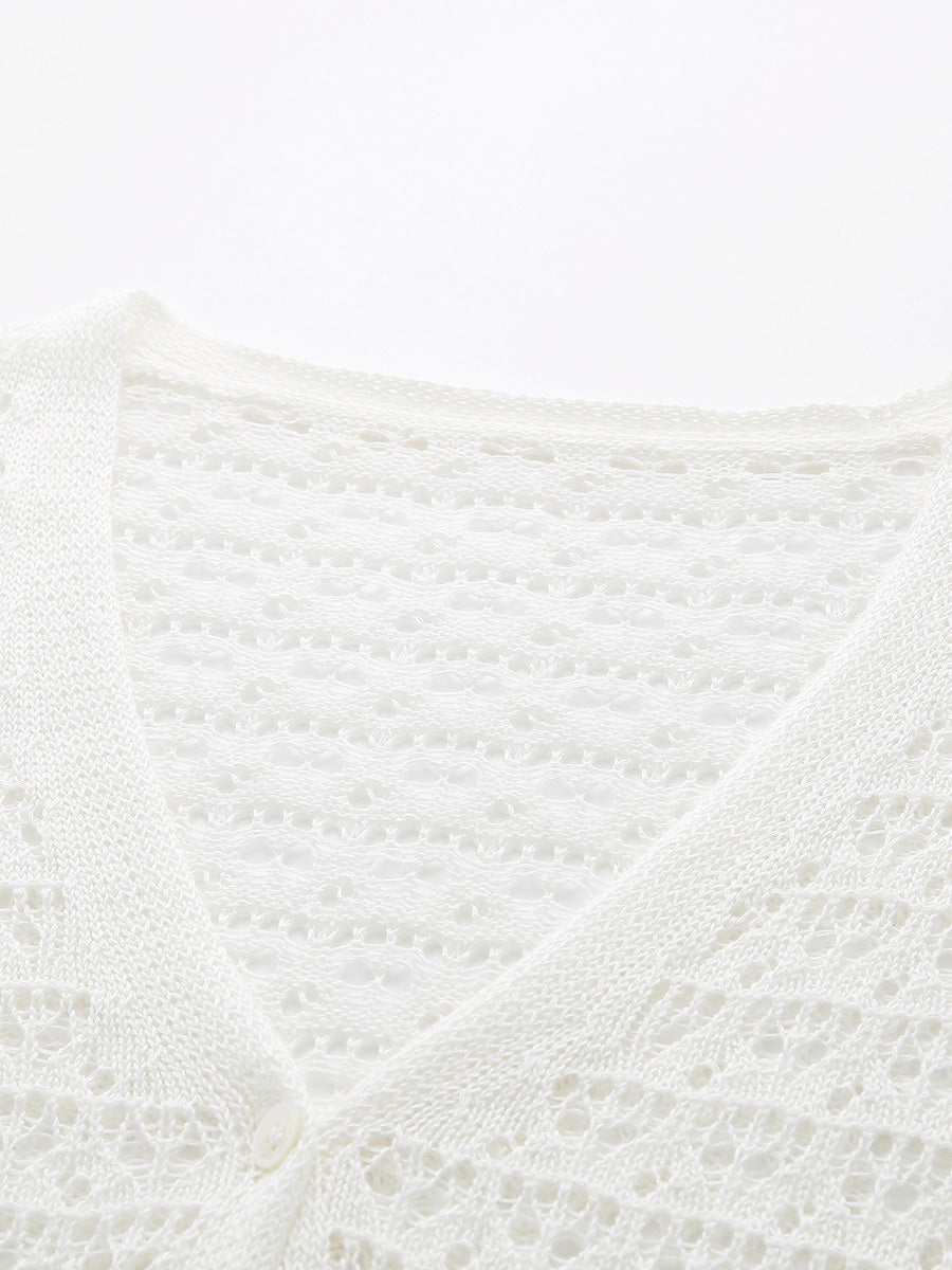 COMOBOCA Women's Bell Sleeve Lace Knit Cardigan