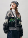 COMOBOCA Women's Landscape Patterned Knit Cardigan
