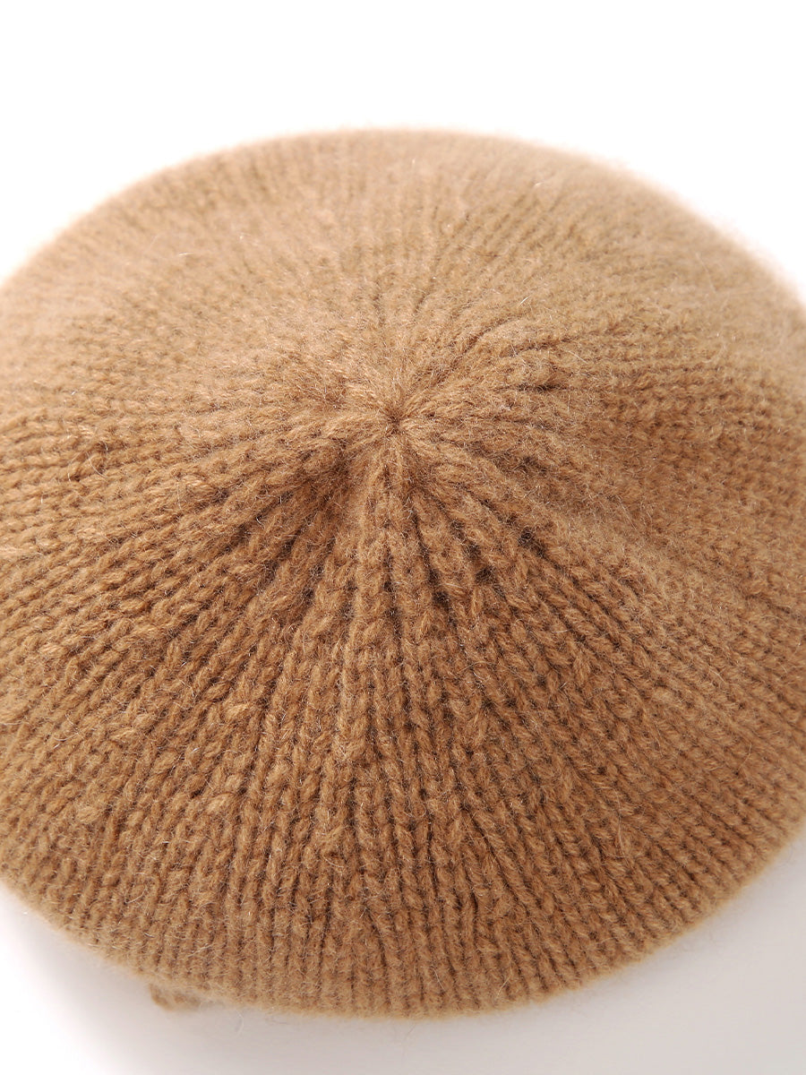 COMOBOCA 100% Cashmere Women's Crochet Trim Cable Knit Beanie