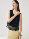 COMOBOCA Women's Chic Lace-Trimmed V-Neck Tank Top