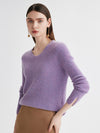 COMOBOCA 100% Cashmere Women's V-Neck Ribbed Knit Sweater