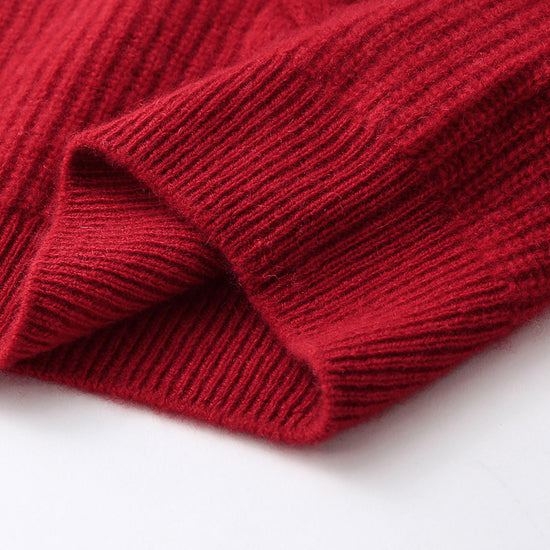 COMOBOCA 100% Cashmere Women's Button Neck Cable Knit Sweater