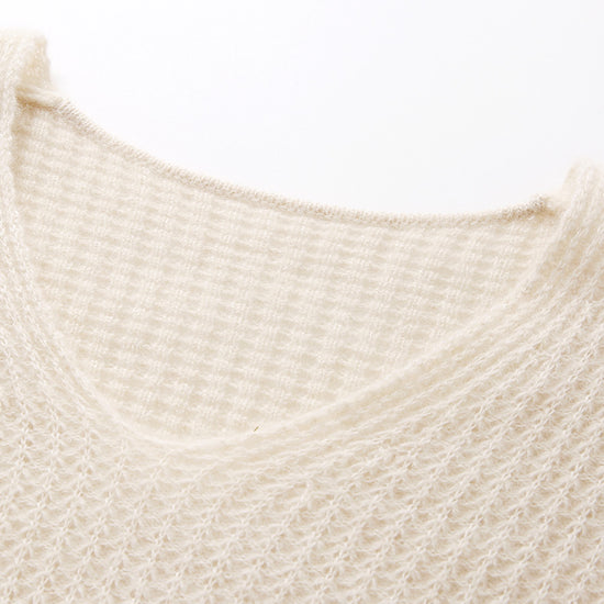 COMOBOCA 100% Cashmere Women's Ribbed V-Neck Knit Sweater