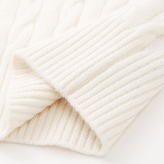 COMOBOCA 100% Wool Women's Colorblock Cable Knit Sweater