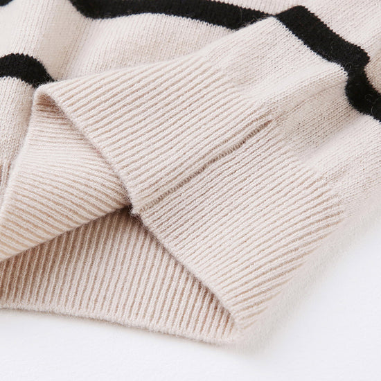 COMOBOCA 100% Wool Kids' Striped Collar Sweater