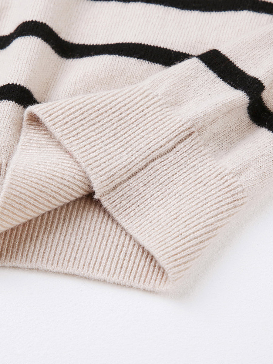 COMOBOCA 100% Wool Kids' Striped Collar Sweater