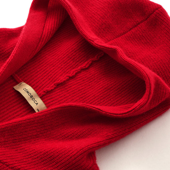 COMOBOCA 100% Cashmere Women's Button Up Knit Hoodie