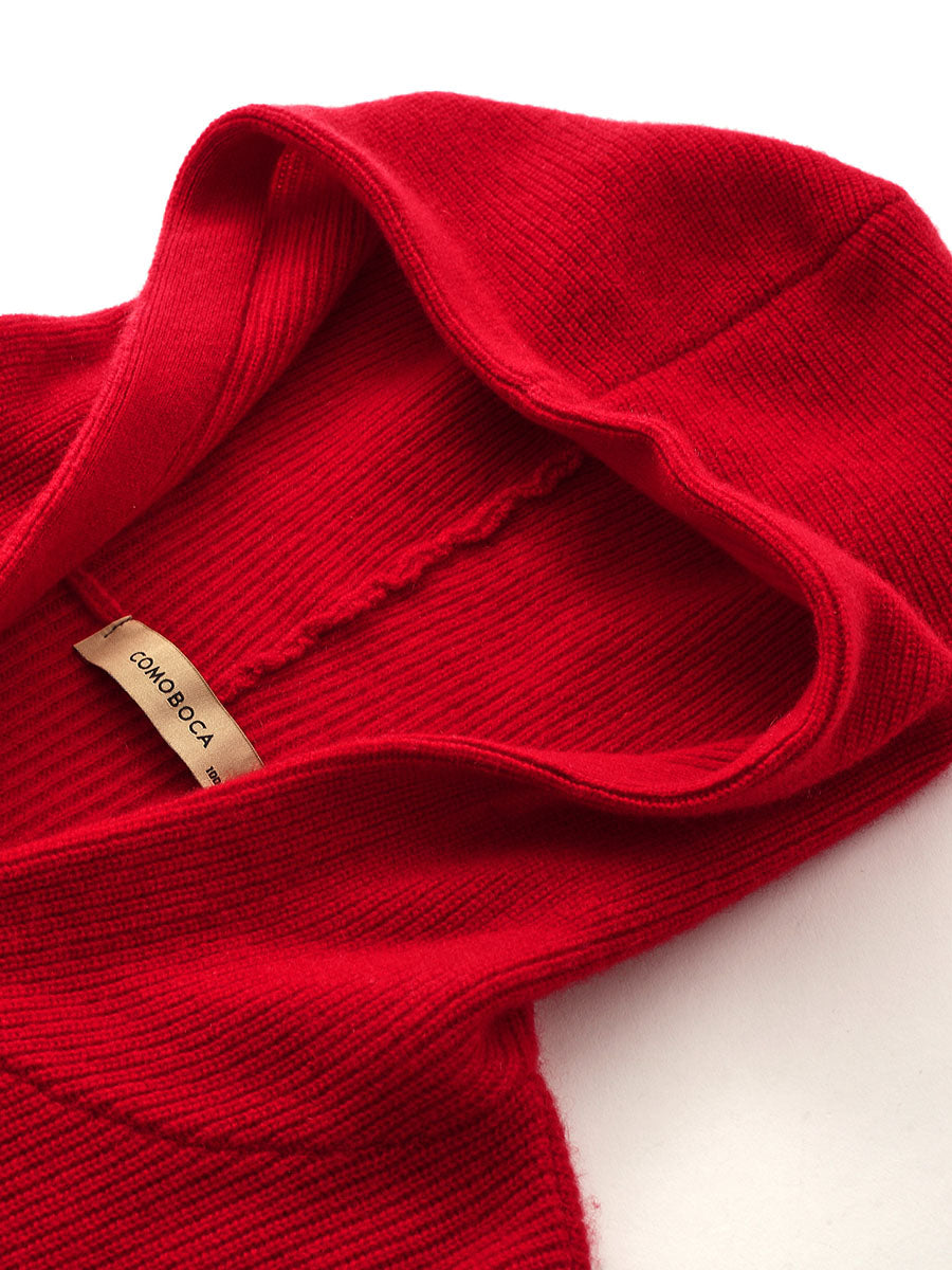 COMOBOCA 100% Cashmere Women's Button Up Knit Hoodie