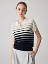 COMOBOCA Women's Striped Polo Knit T-Shirt