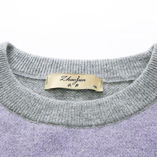 COMOBOCA 100% Cashmere Women's Color Block Plaid Sweater