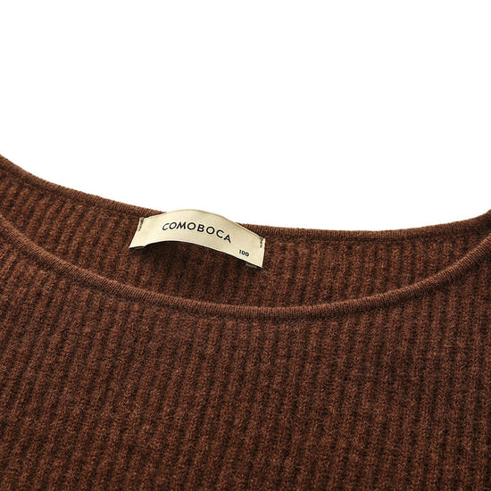 COMOBOCA 100% Cashmere Women's Round Neck Button Ribbed Knit Sweater