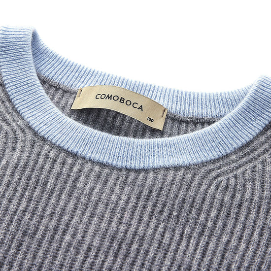 COMOBOCA 100% Cashmere Women's Color Block Ribbed Knit Sweater