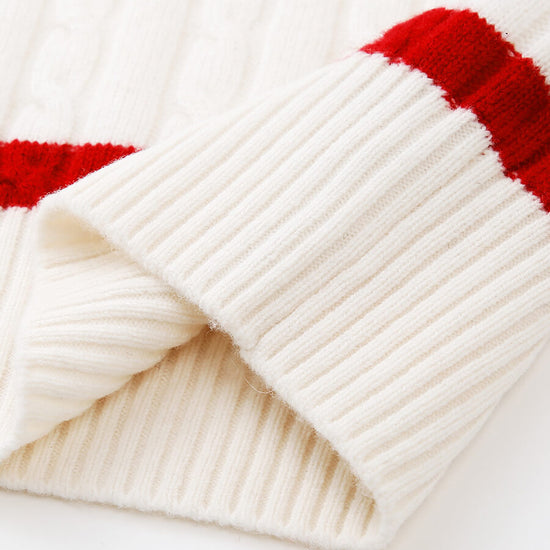 COMOBOCA 100% Wool Women's Colorful Striped Cable Knit Sweater