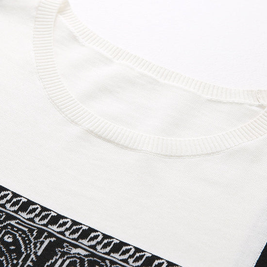 COMOBOCA Women's 2-in-1 Bandana Print Knit Top