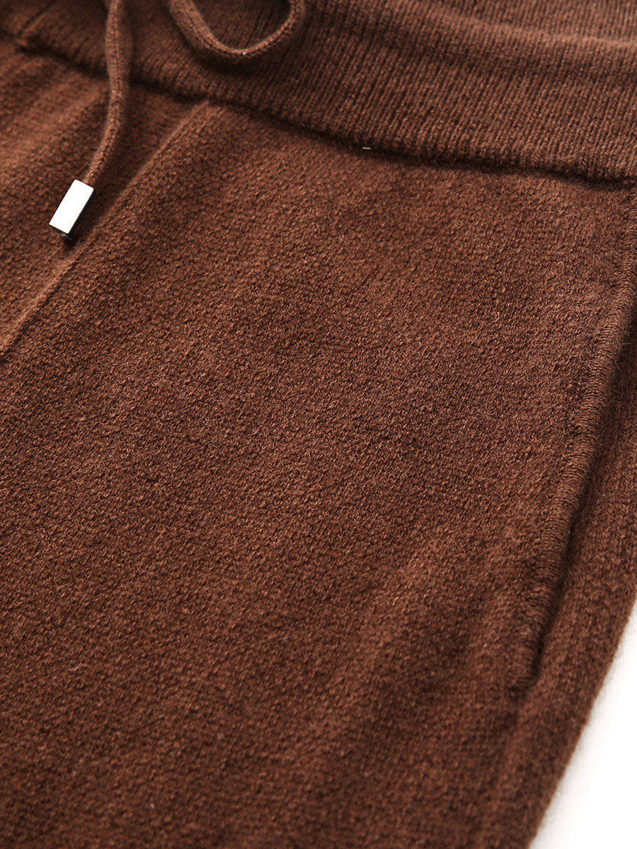 COMOBOCA 100% Wool Women's Wide Leg Pants with Drawstring