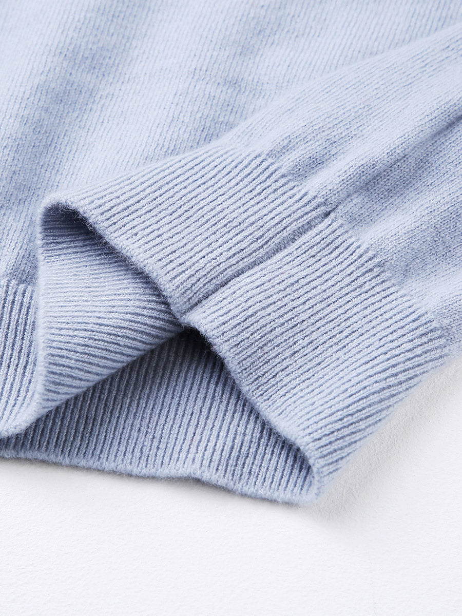 COMOBOCA 100% Wool Kids' Round Neck Intarsia Sweater