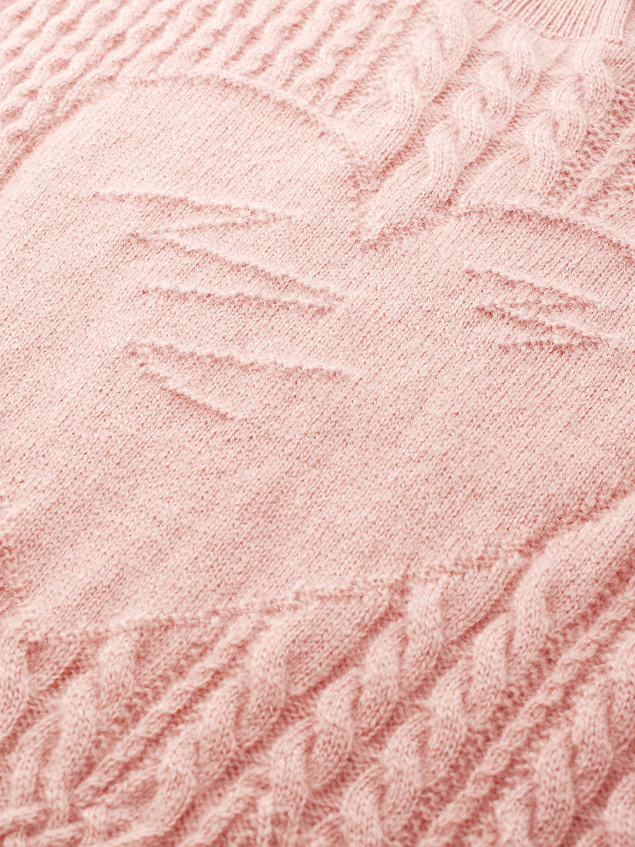 COMOBOCA 100% Cashmere Women's Cable Heart Patterned Knit Sweater