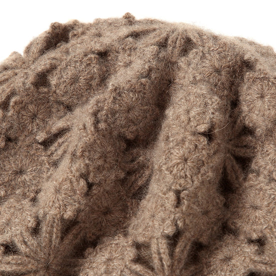 COMOBOCA 100% Cashmere Women's Floral Crochet Knit Beanie