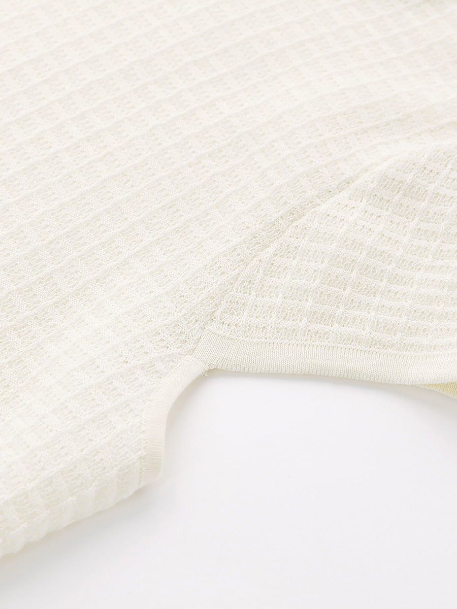 COMOBOCA Women's Textured Pearl Accents Blouse