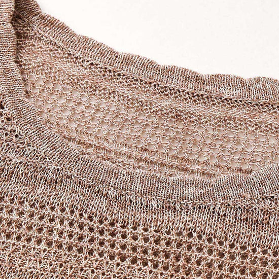 COMOBOCA Women's Openwork Mesh Knit T-Shirt