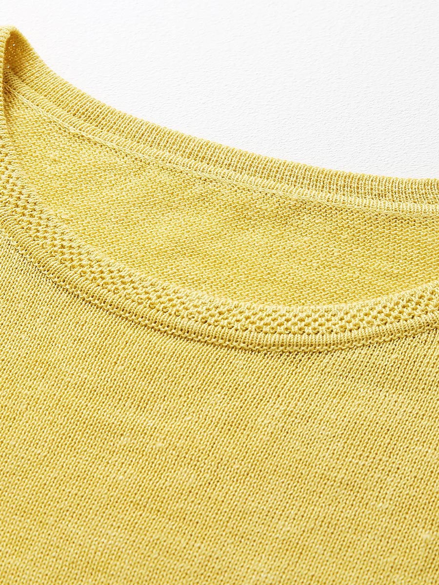 COMOBOCA Women's Scalloped Lace Trim Knit T-Shirt