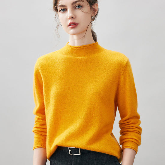 COMOBOCA ORANGE 100% Cashmere Women's Round Neck Knit sweater