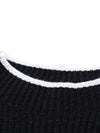 COMOBOCA 100% Wool Women's Color Block Ribbed Knit Sweater