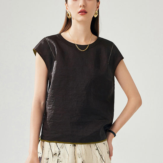 COMOBOCA 100% Mulberry Silk Women's Double Sided T-Shirt