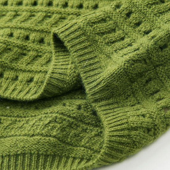 COMOBOCA 100% Wool Women's Soft Knit Lace Sweater