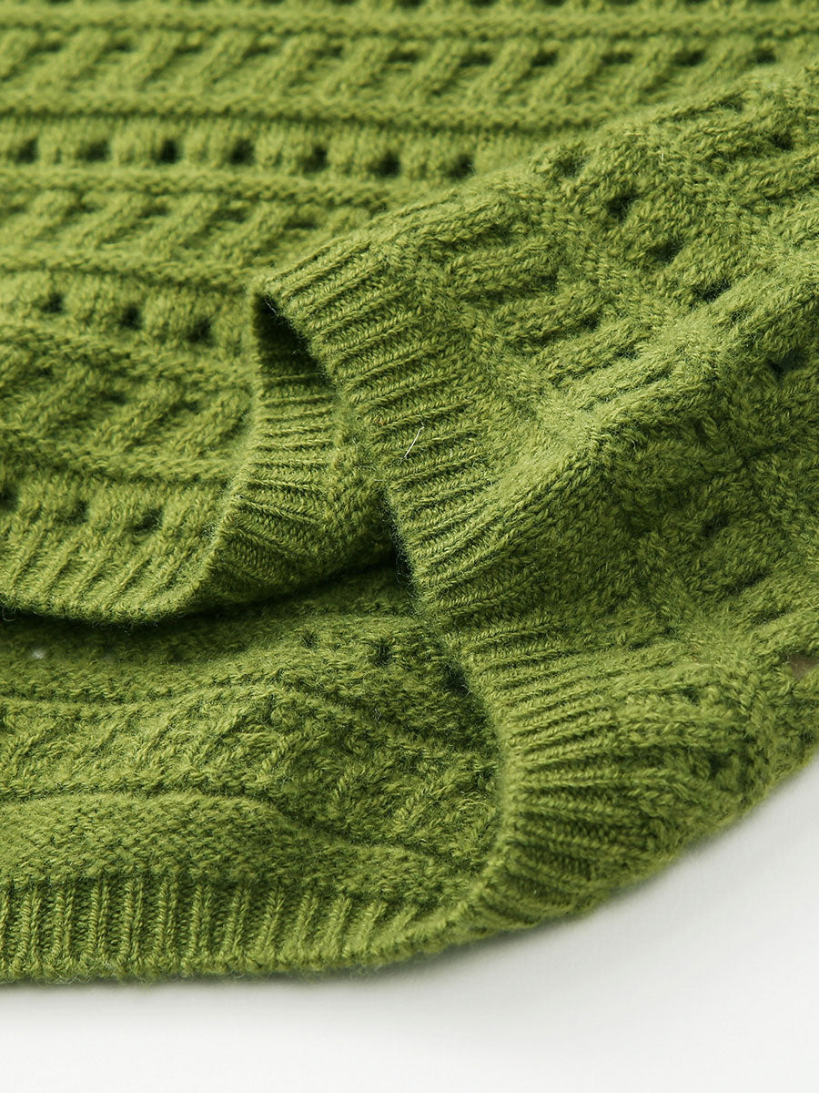 COMOBOCA 100% Wool Women's Soft Knit Lace Sweater