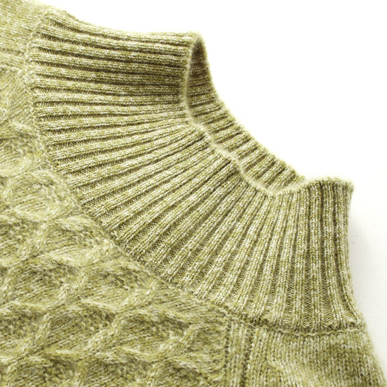 COMOBOCA 100% Cashmere Women's Cable Knit Mock Neck Sweater