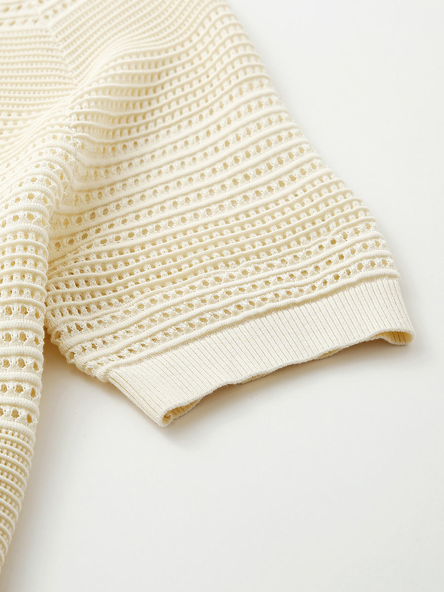 COMOBOCA Women's Ribbed Perforated T-Shirt