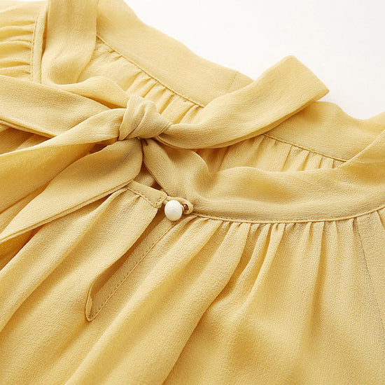 COMOBOCA 100% Mulberry Silk Women's Bow Tie Blouse