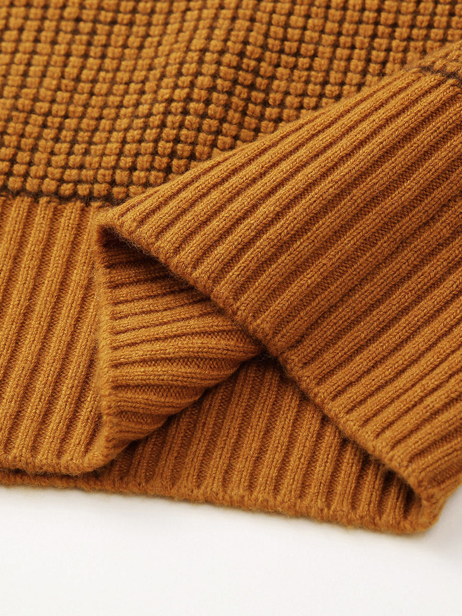 COMOBOCA 100% Wool Women's Colorblock Raglan Sleeve Sweater