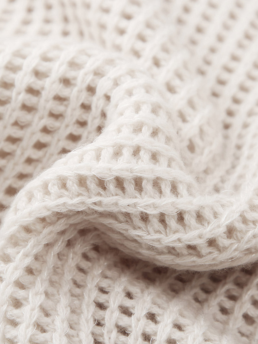 COMOBOCA 100% Wool Women's Ribbed Knit Sweater