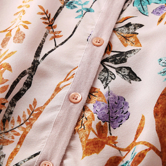 COMOBOCA Women's Floral Patterned Button-Down Cardigan