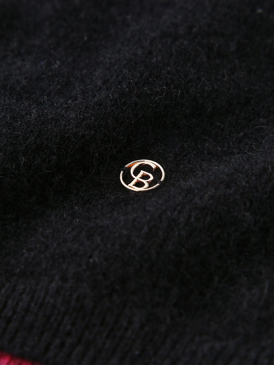 COMOBOCA 100% Cashmere Women's Color Accented Knit Pullover Sweater