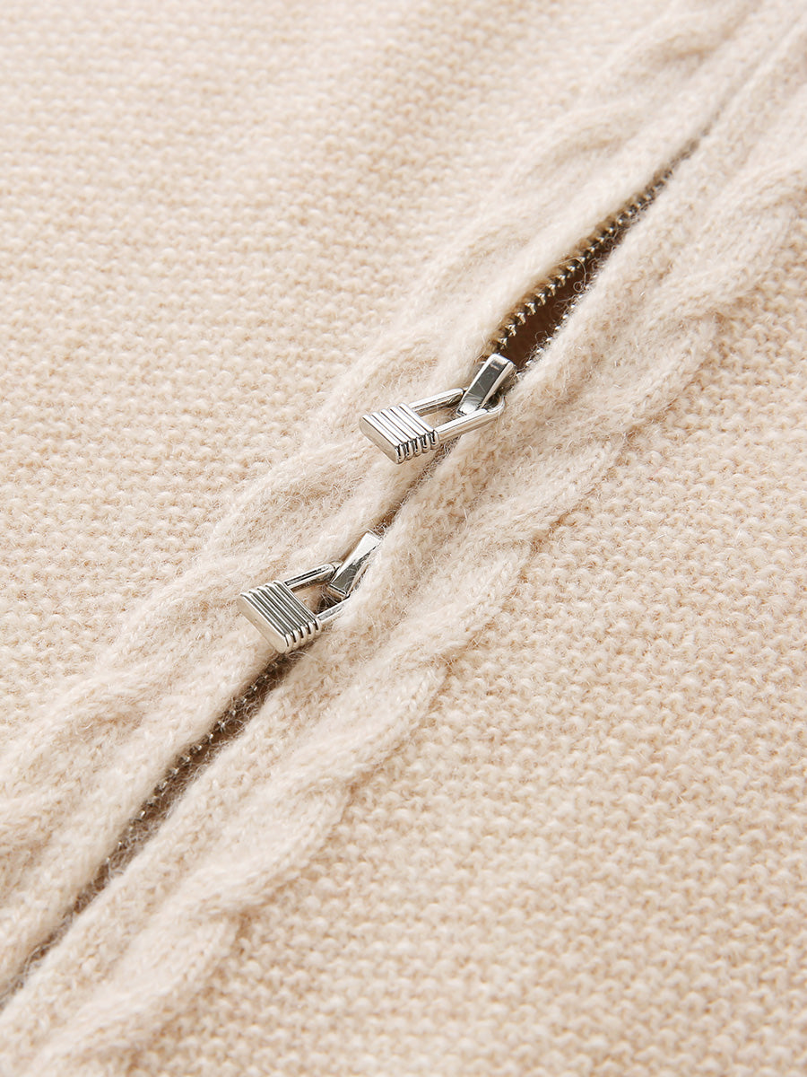 COMOBOCA 100% Cashmere Women's Double Zip Hoodie